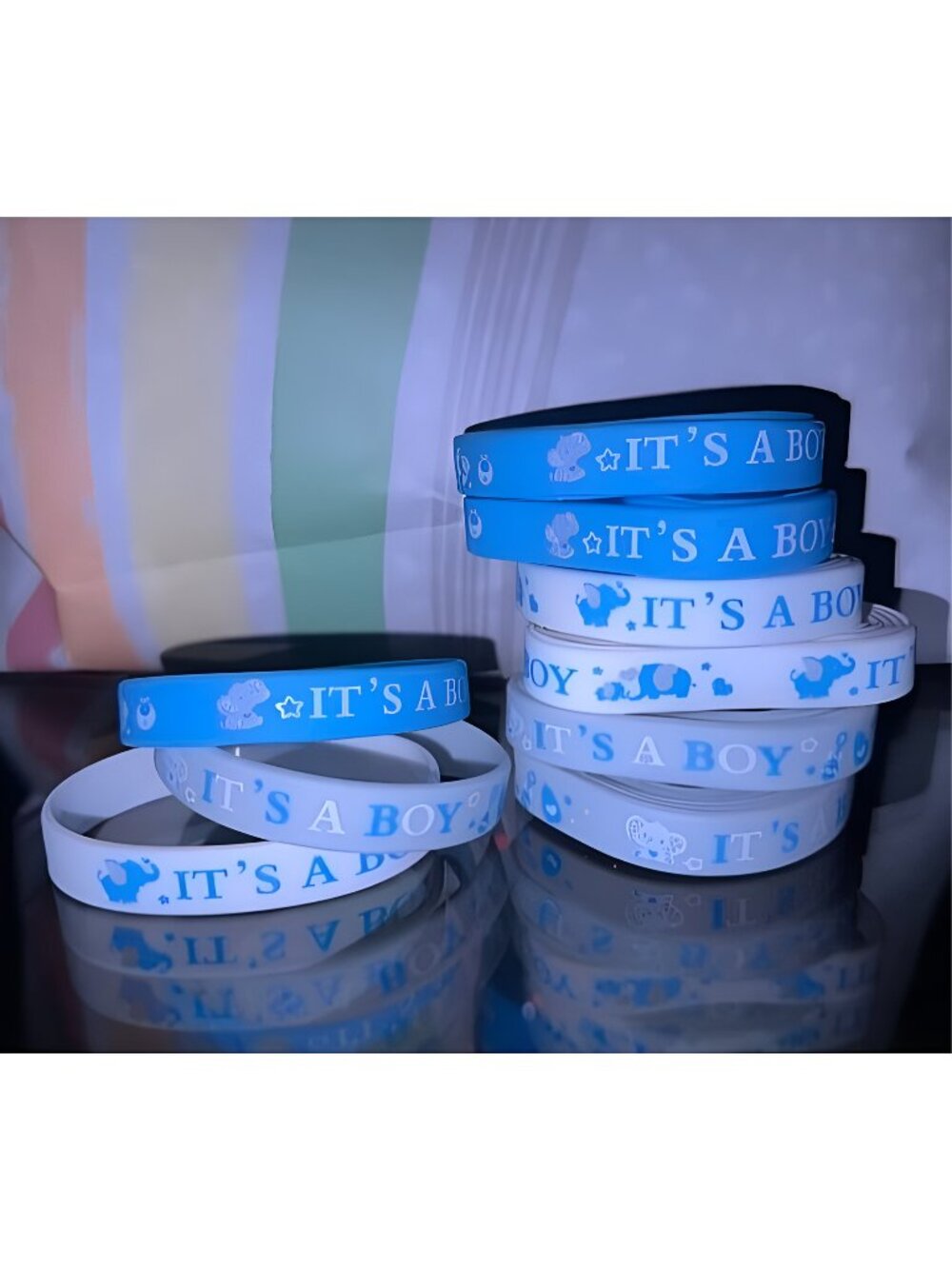 36 Pieces Baby Shower Rubber Bracelets, It's a Boy Wristband